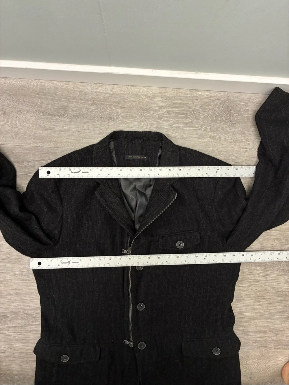 $1298 New John Varvatos Textured Asymmetric Zip Front Jacket Size EU 52 USA 42
